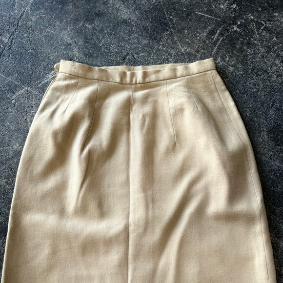 Vintage Hadley Wool Skirt Womens Size 8 Tan Khaki Midi School High Waist 24 - Picture 5 of 8